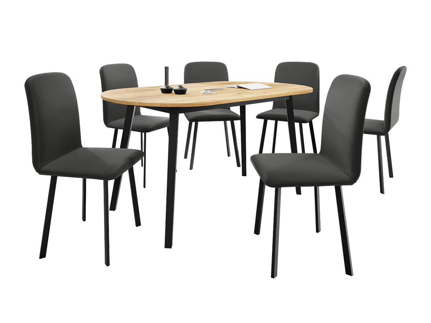 Borðstofusett Edmond 121 (Craft-gyllt eik + Svartur)