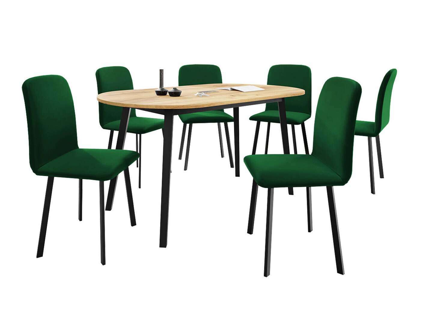 Borðstofusett Edmond 121 (Craft-gyllt eik + Svartur)