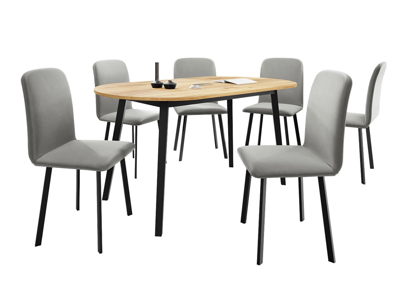 Borðstofusett Edmond 121 (Craft-gyllt eik + Svartur)