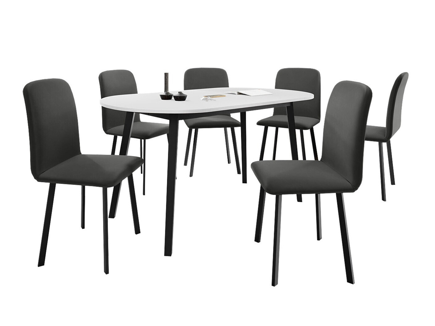 Borðstofusett Edmond 121 (Hvítur + Svartur)