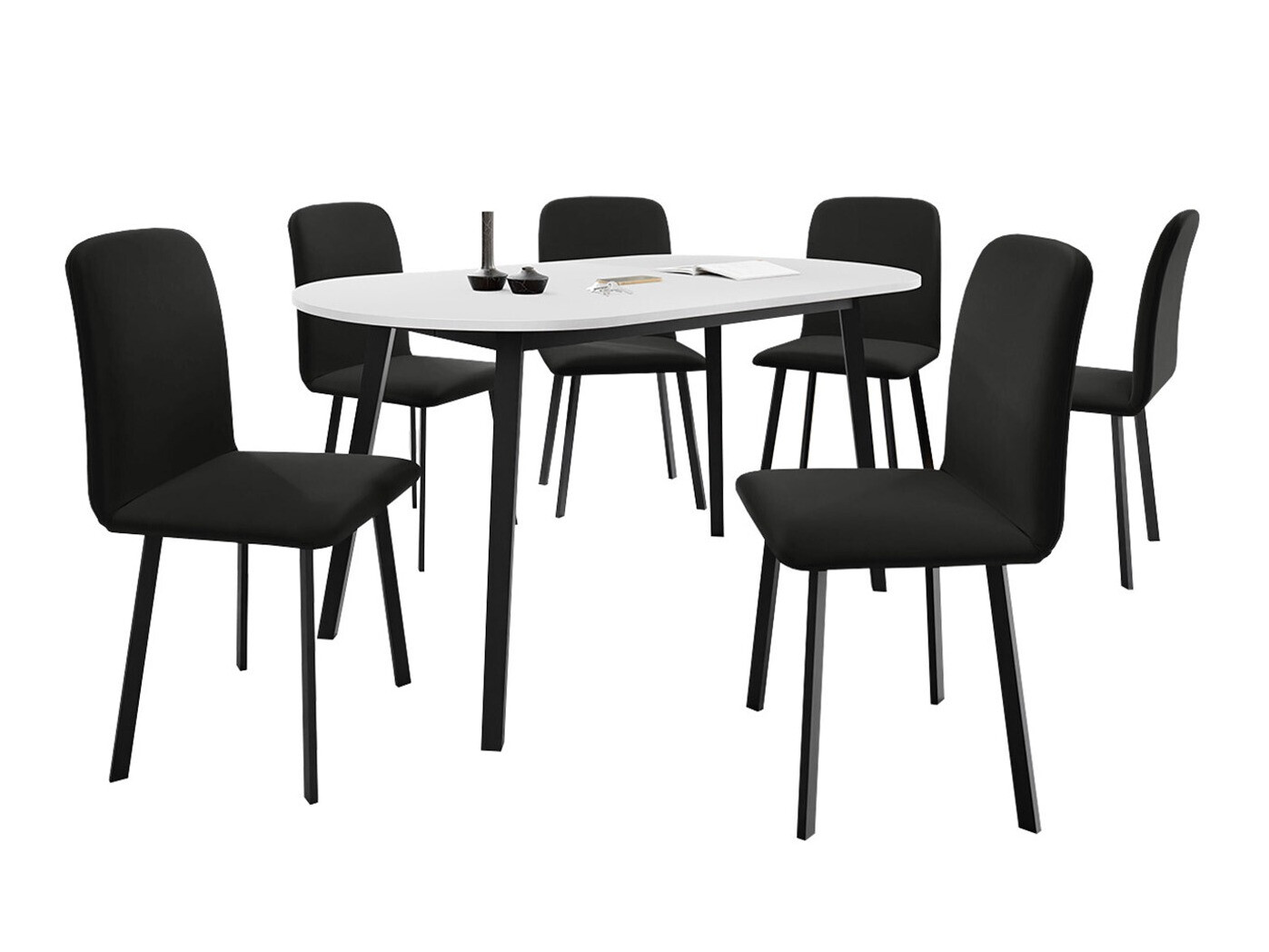 Borðstofusett Edmond 121 (Hvítur + Svartur)