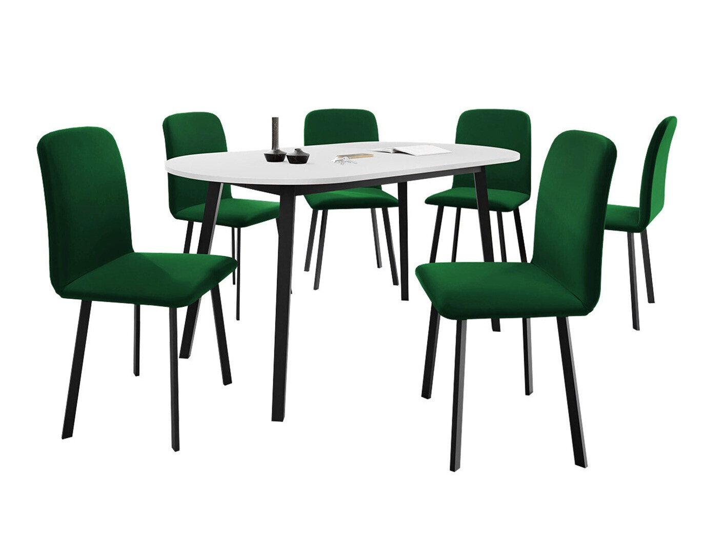 Borðstofusett Edmond 121 (Hvítur + Svartur)