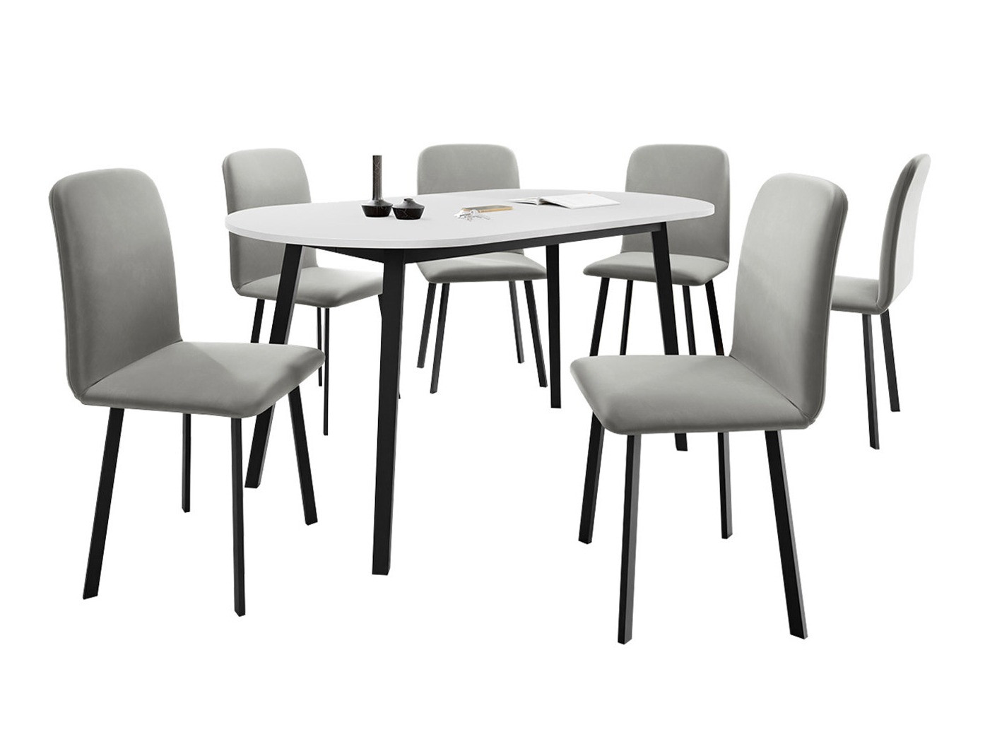 Borðstofusett Edmond 121 (Hvítur + Svartur)