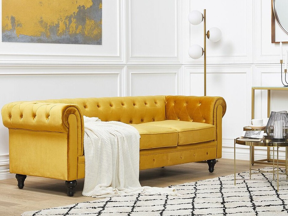 Chesterfield-sófi Cirdoro 101 (Gulur)