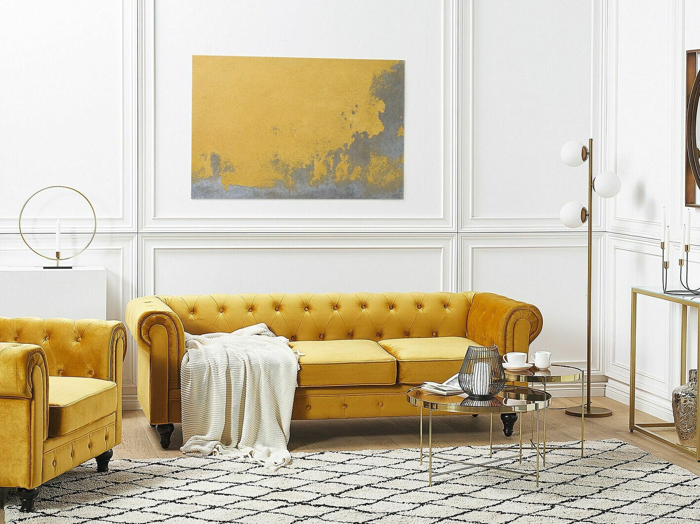 Chesterfield-sófi Cirdoro 101 (Gulur)