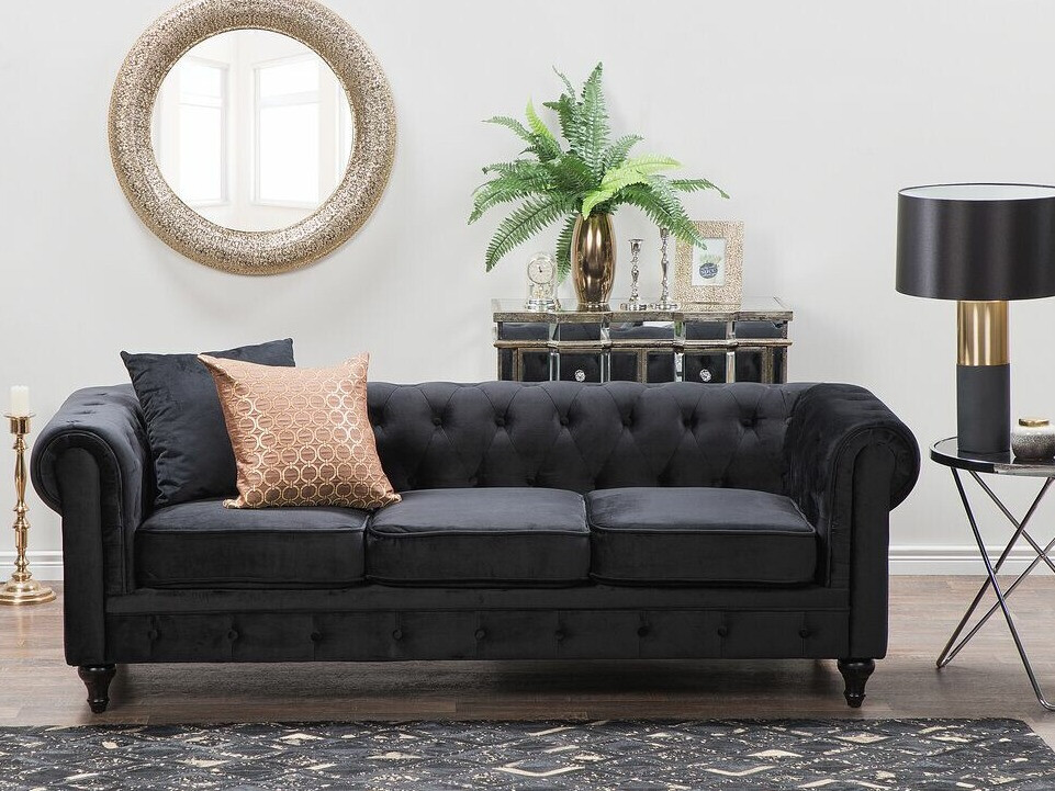 Chesterfield-sófi Cirdoro 101 (Svartur)