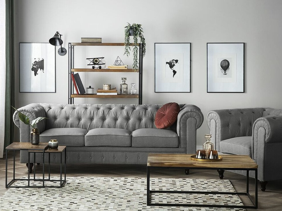 Chesterfield-sófi Cirdoro 104 (Grár)