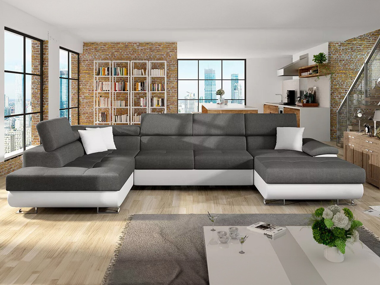 Horn­sófi Comfivo Ruta IV (Soft 017 + Lux 06 + Soft 017)
