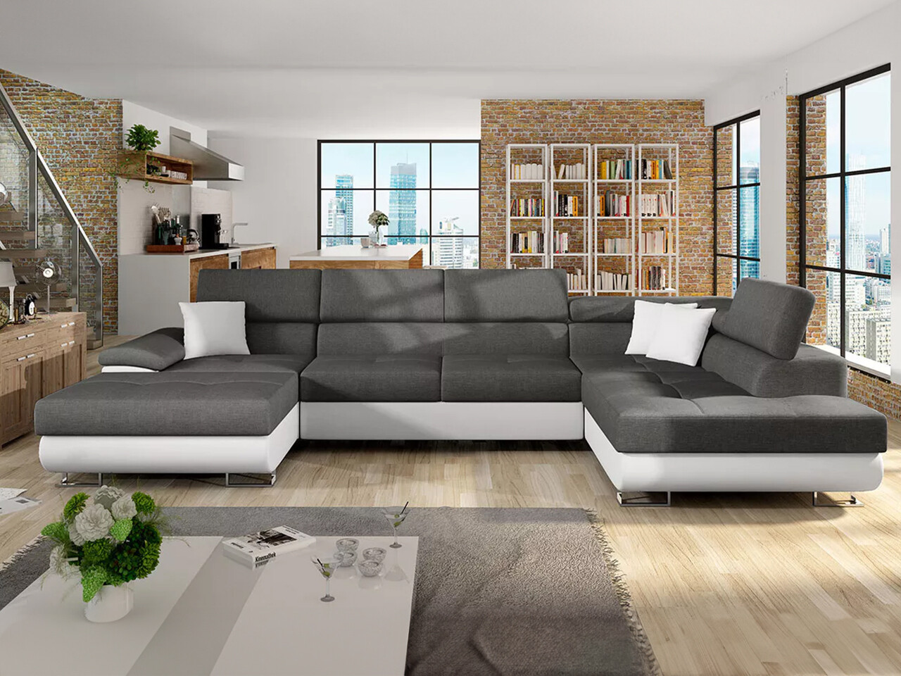 Horn­sófi Comfivo Ruta IV (Soft 017 + Lux 06 + Soft 017)