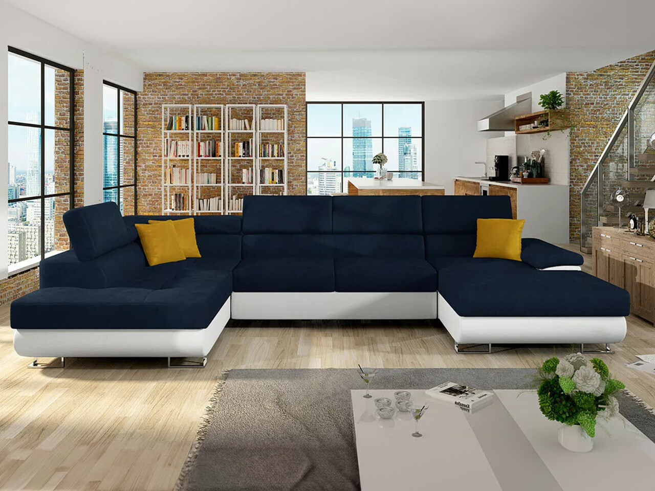 Horn­sófi Comfivo Ruta IV (Soft 017 + Uttario Velvet 2967 + Uttario Velvet 2959)