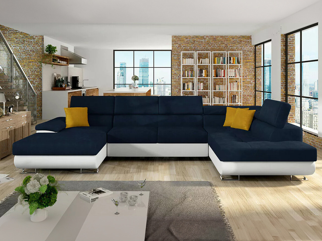 Horn­sófi Comfivo Ruta IV (Soft 017 + Uttario Velvet 2967 + Uttario Velvet 2959)