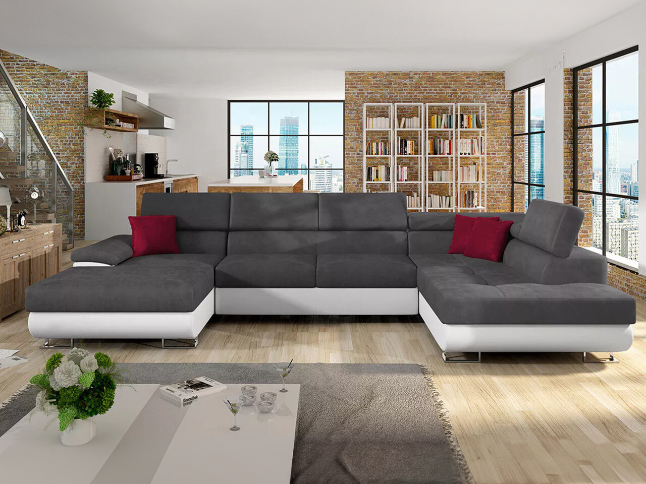 Horn­sófi Comfivo Ruta IV (Soft 017 + Uttario Velvet 2971 + Kronos 02)
