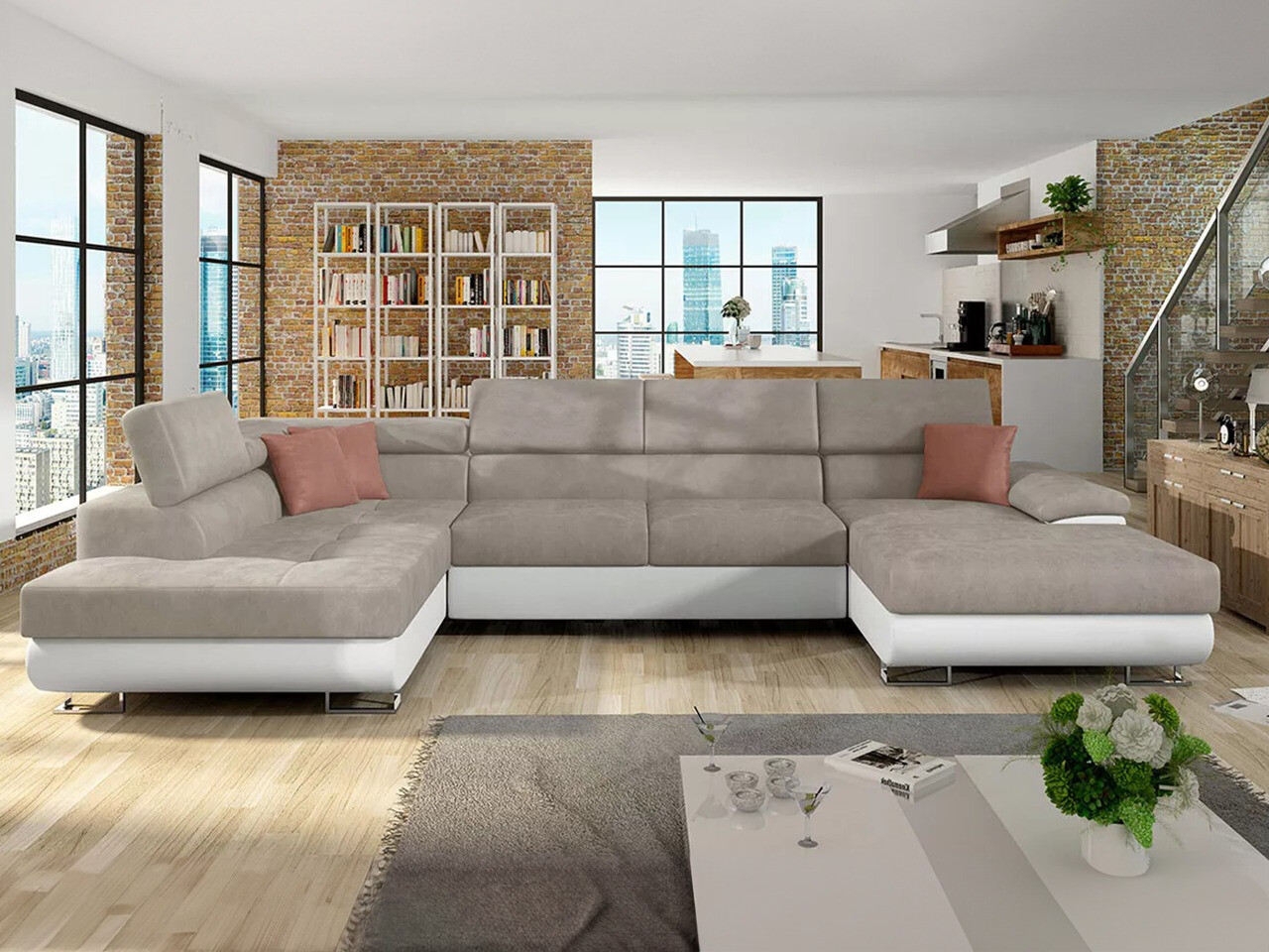 Horn­sófi Comfivo Ruta IV (Soft 017 + Uttario Velvet 2979 + Uttario Velvet 2955 St)