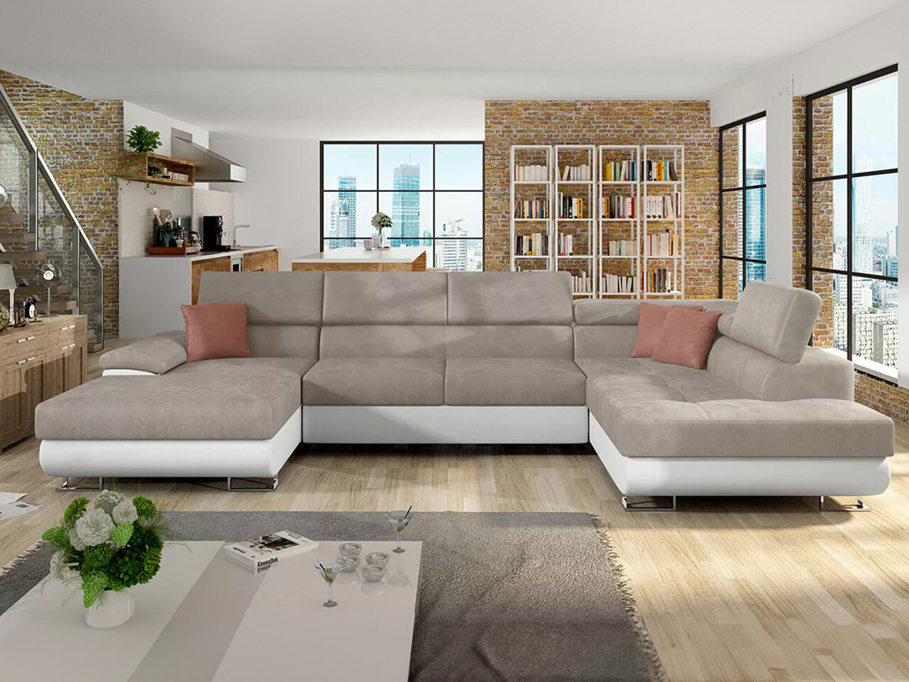 Horn­sófi Comfivo Ruta IV (Soft 017 + Uttario Velvet 2979 + Uttario Velvet 2955 St)