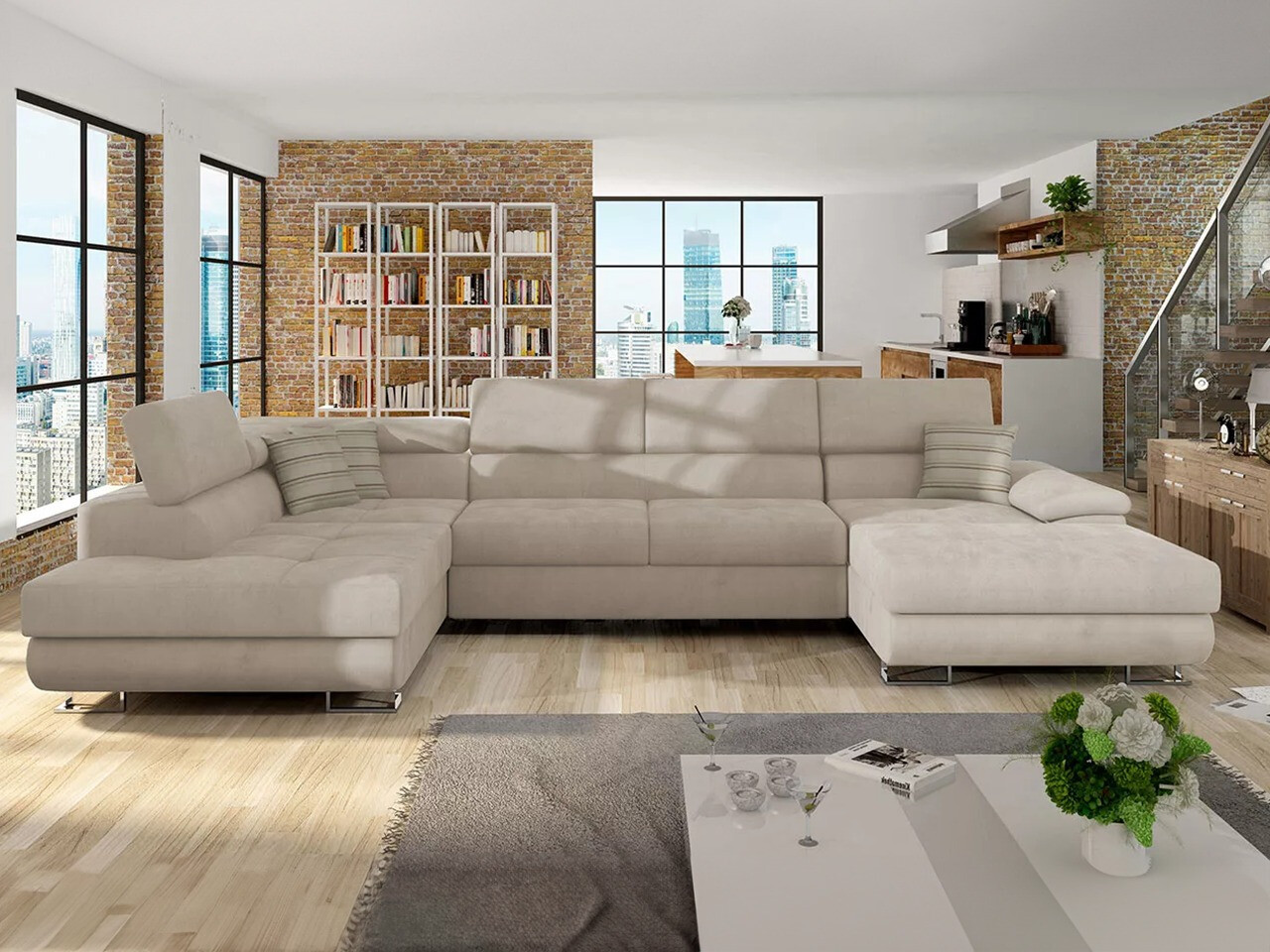 Horn­sófi Comfivo Ruta IV (Uttario Velvet 2979 + Senegal 825)