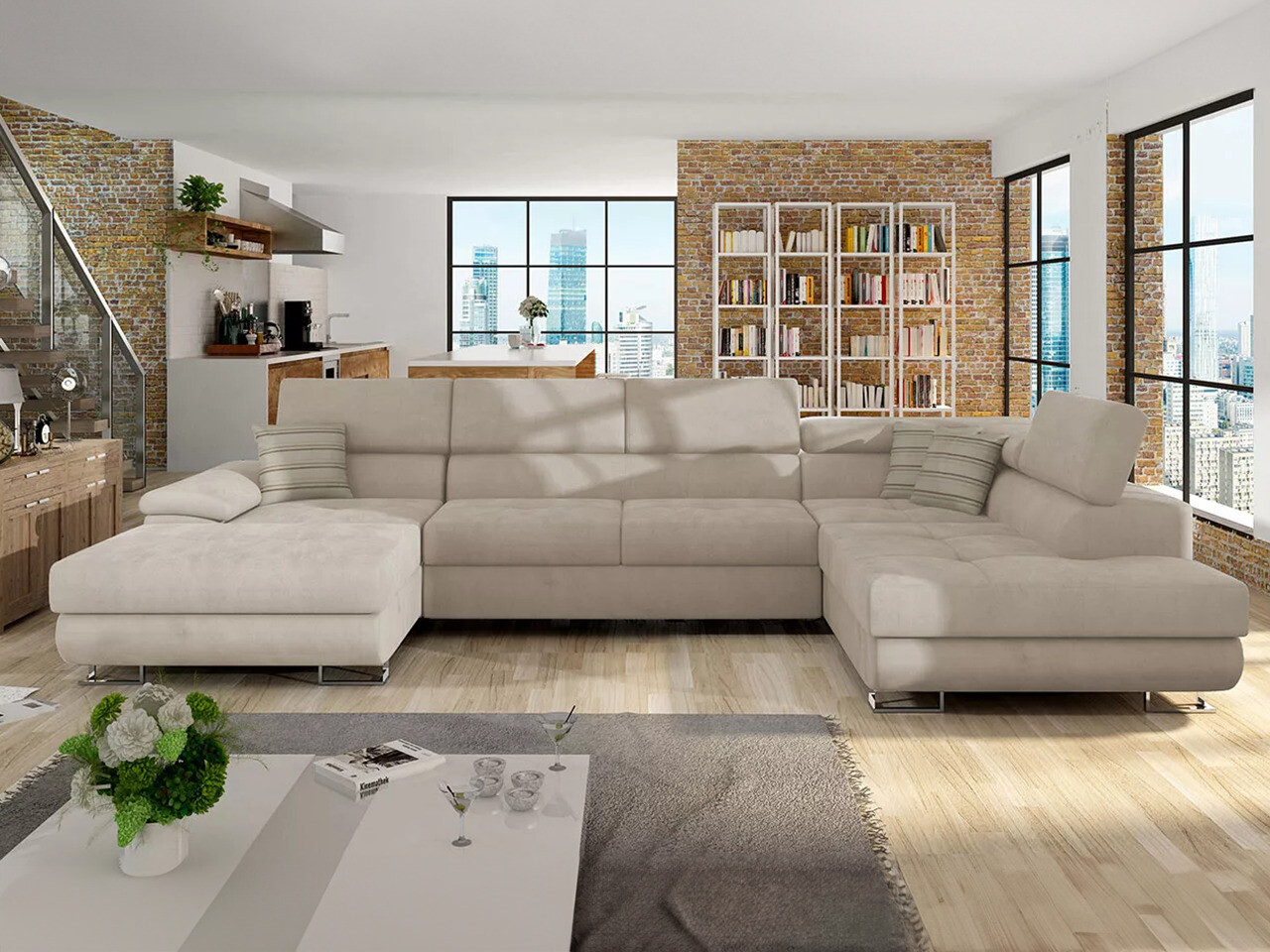 Horn­sófi Comfivo Ruta IV (Uttario Velvet 2979 + Senegal 825)