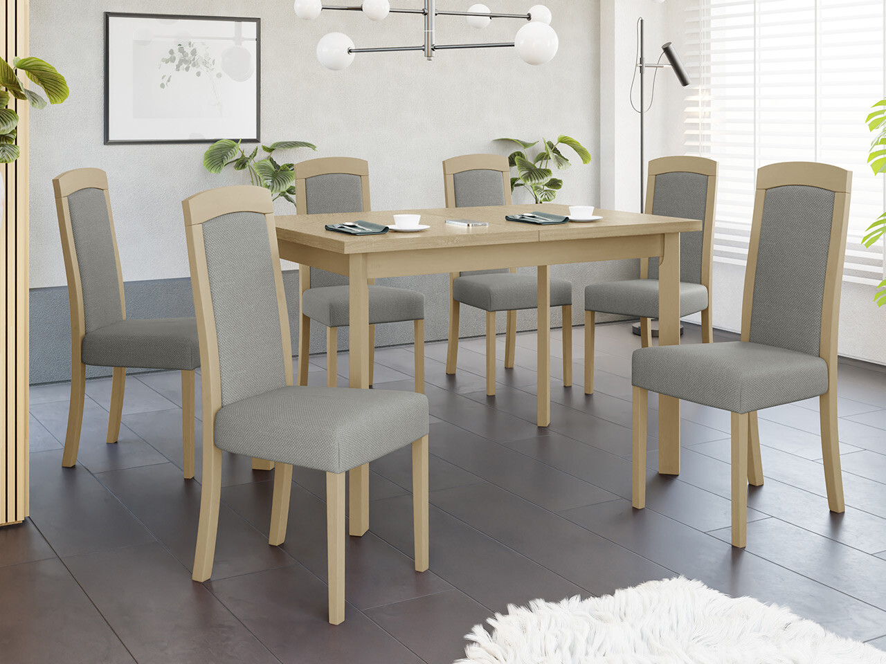 Borðstofusett Victorville 351 (Sonoma-eik)