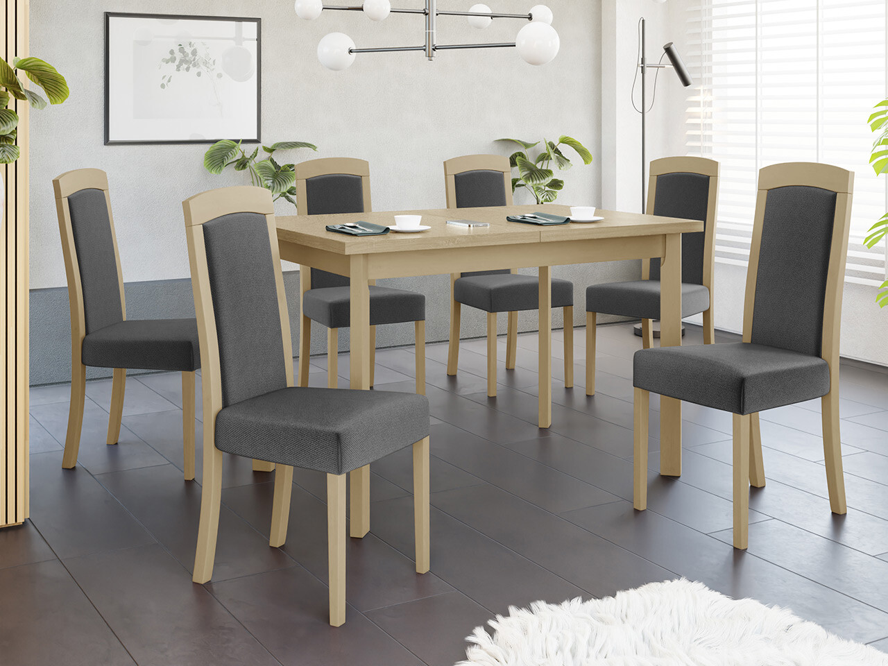 Borðstofusett Victorville 351 (Sonoma-eik)