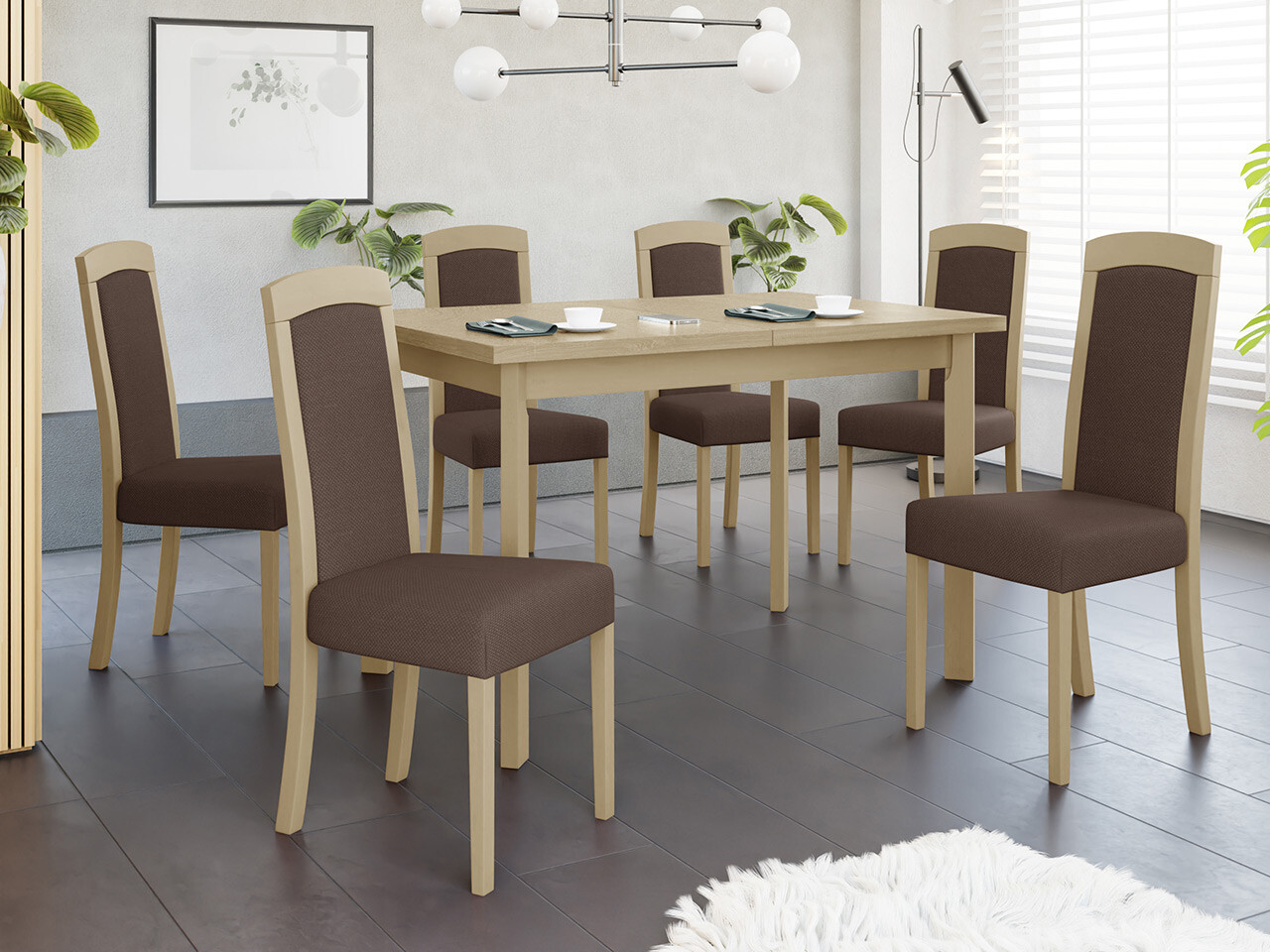 Borðstofusett Victorville 351 (Sonoma-eik)