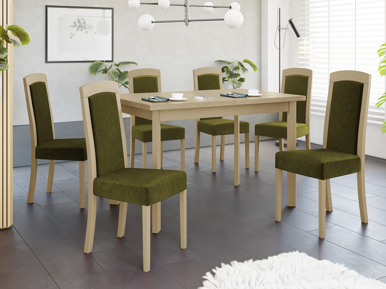 Borðstofusett Victorville 351 (Sonoma-eik)