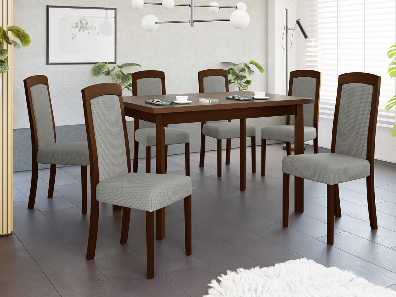 Borðstofusett Victorville 351 (Valhneta)