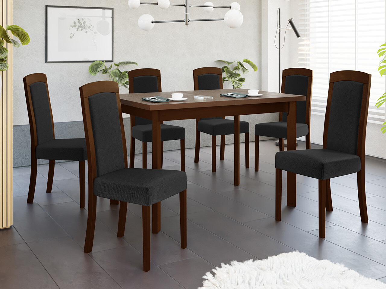 Borðstofusett Victorville 351 (Valhneta)