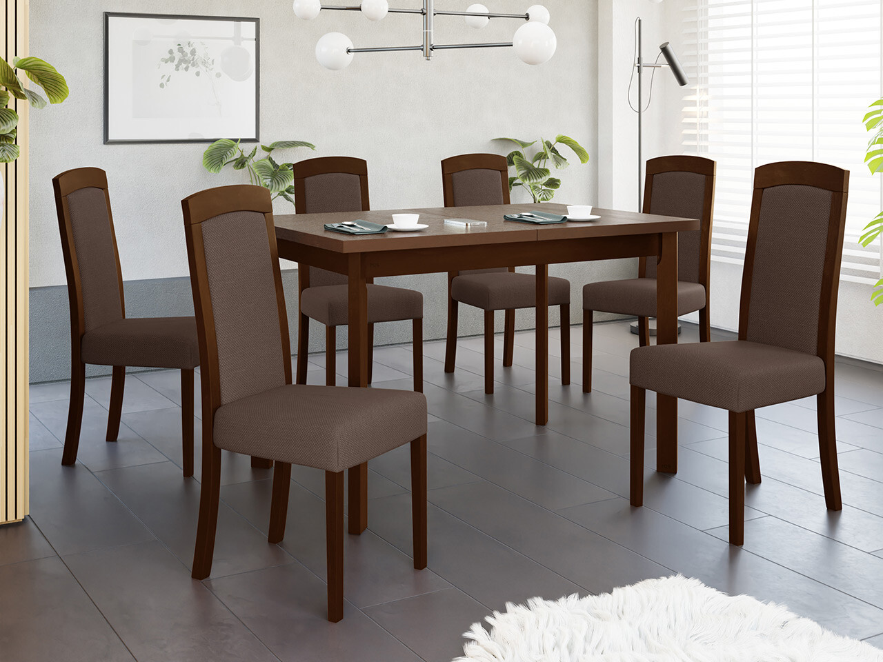 Borðstofusett Victorville 351 (Valhneta)