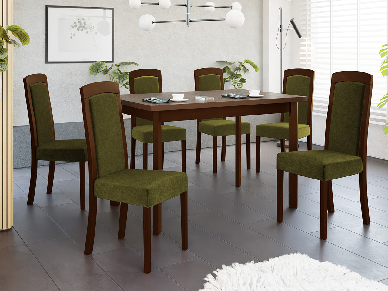 Borðstofusett Victorville 351 (Valhneta)