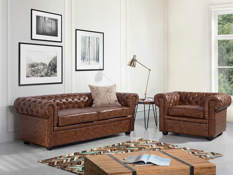 Chesterfield-hægindastóll Cirdoro 105 (Brúnn)