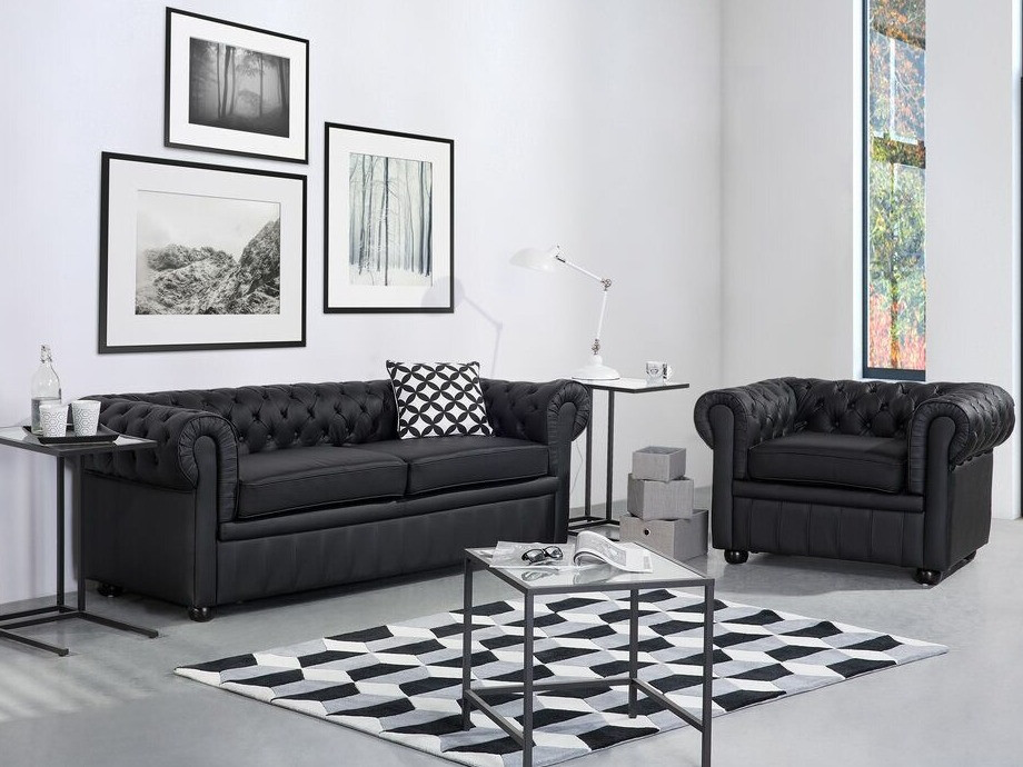 Chesterfield-hægindastóll Cirdoro 105 (Svartur)