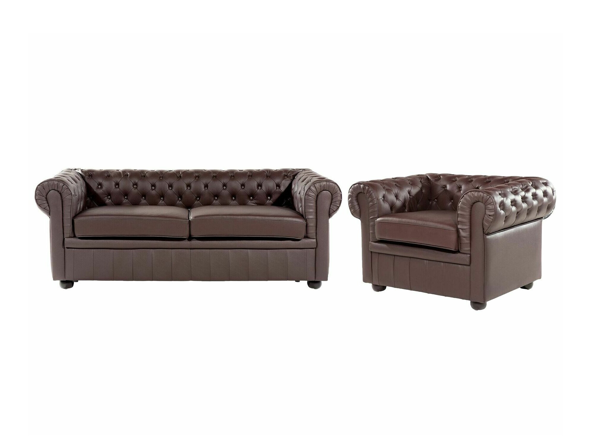 Chesterfield-bólstrað húsgagnasett Cirdoro 112 (Dökkbrúnn)