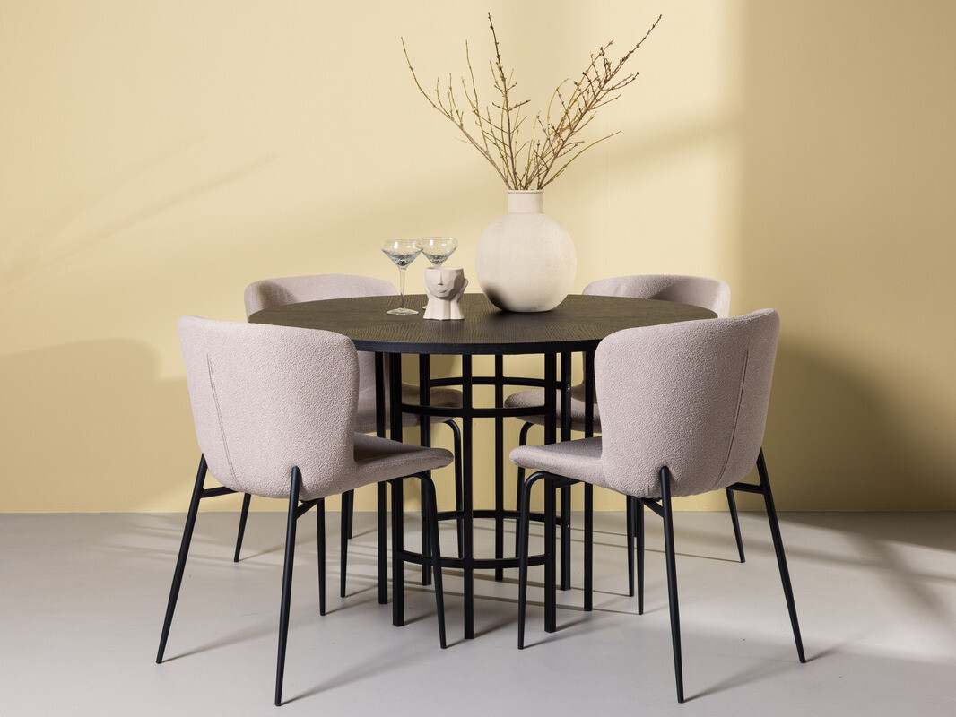 Borðstofusett Dallas 4143 (Beige + Svartur)