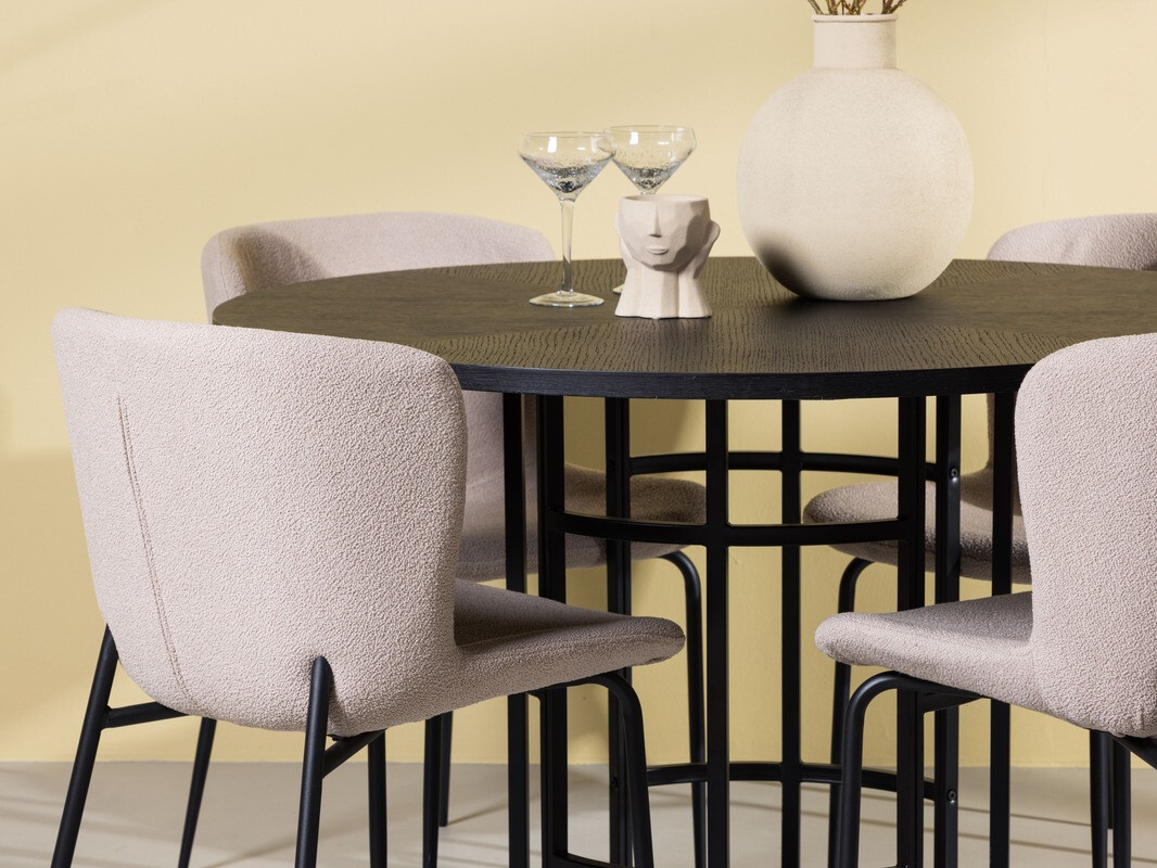Borðstofusett Dallas 4143 (Beige + Svartur)