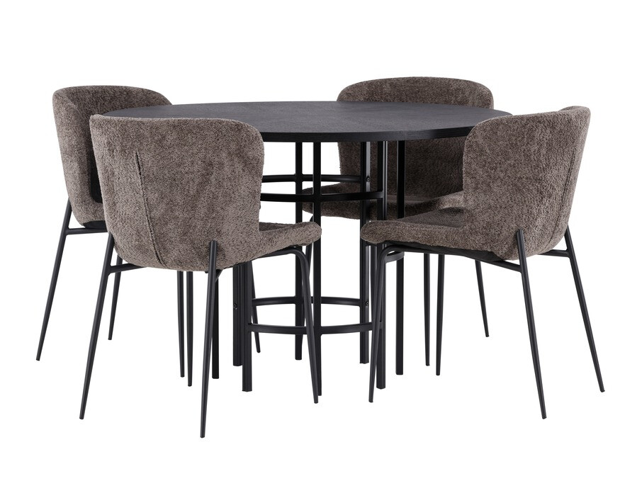 Borðstofusett Dallas 4143 (Brúnn + Svartur)