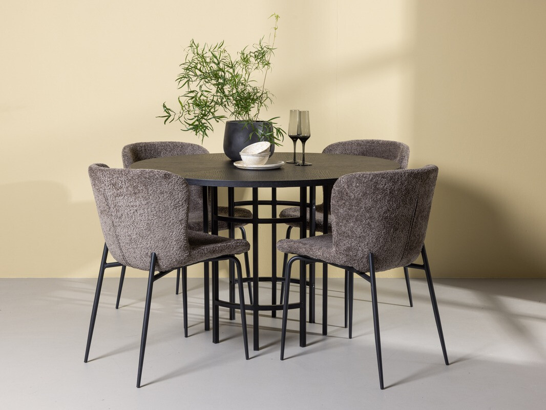 Borðstofusett Dallas 4143 (Brúnn + Svartur)