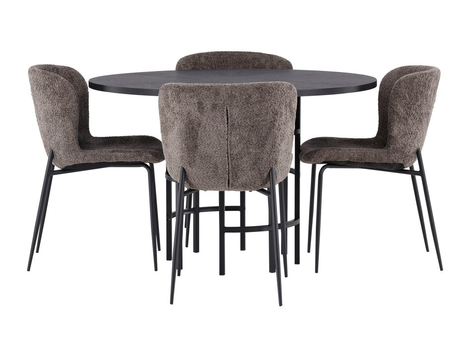 Borðstofusett Dallas 4143 (Brúnn + Svartur)