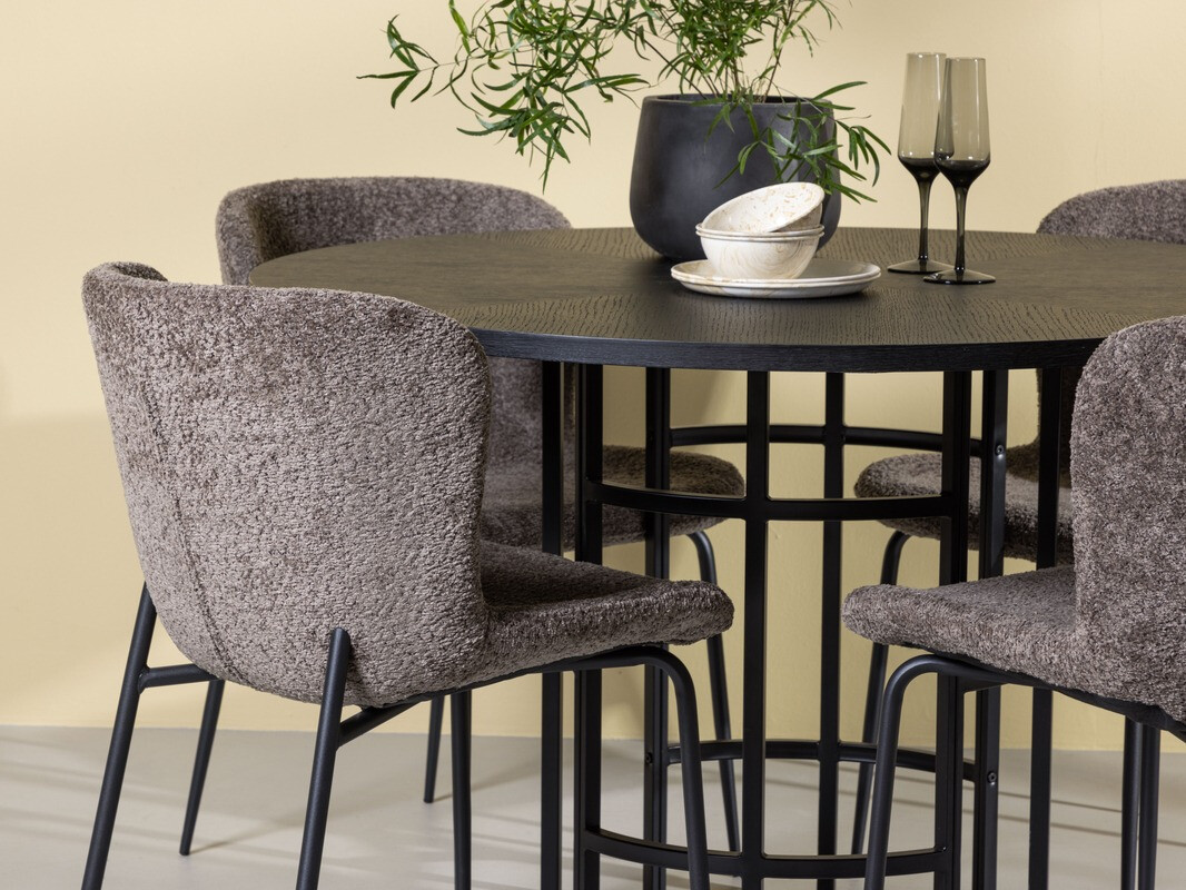 Borðstofusett Dallas 4143 (Brúnn + Svartur)