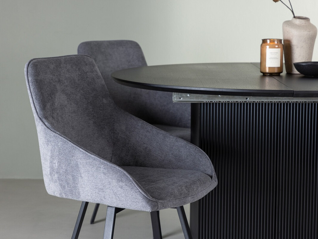 Borðstofusett Dallas 4335 (Svartur + Dökkgrár)