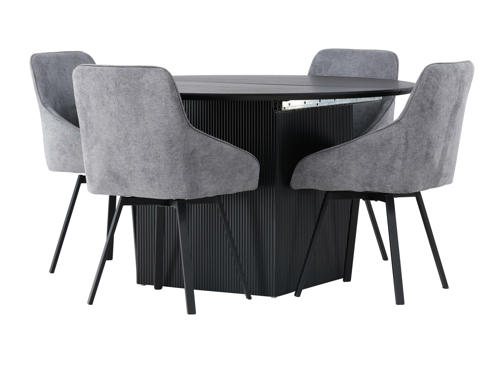 Borðstofusett Dallas 4335 (Svartur + Dökkgrár)