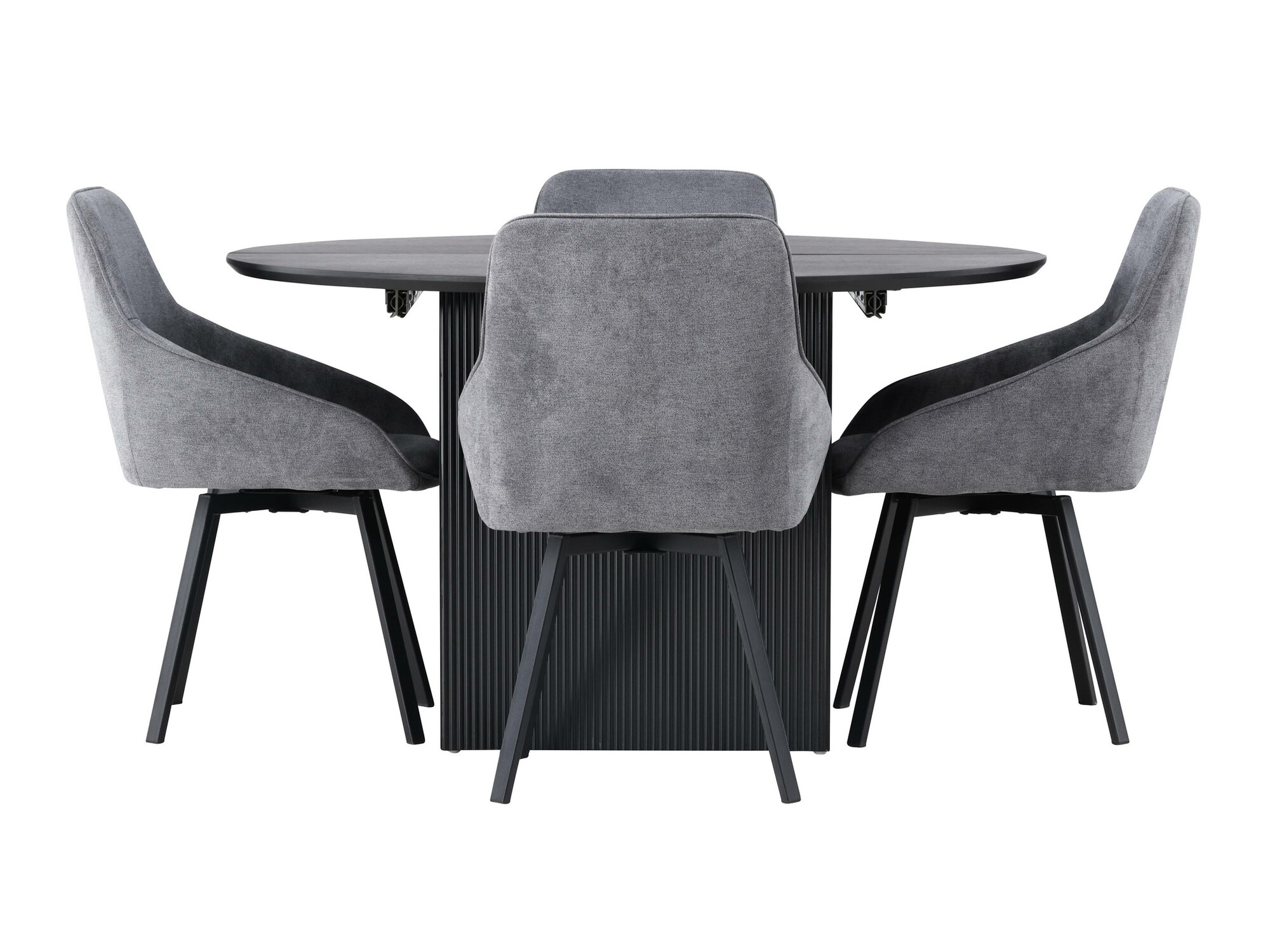Borðstofusett Dallas 4335 (Svartur + Dökkgrár)