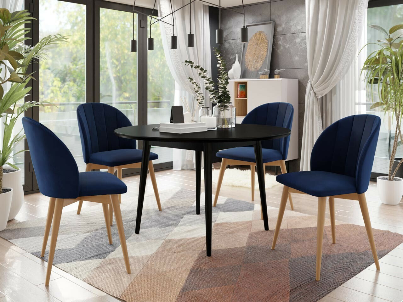Borðstofusett Racine 127 (Brúnn + Magic Velvet 2216)