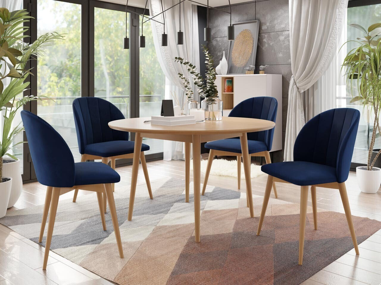 Borðstofusett Racine 127 (Brúnn + Magic Velvet 2216)