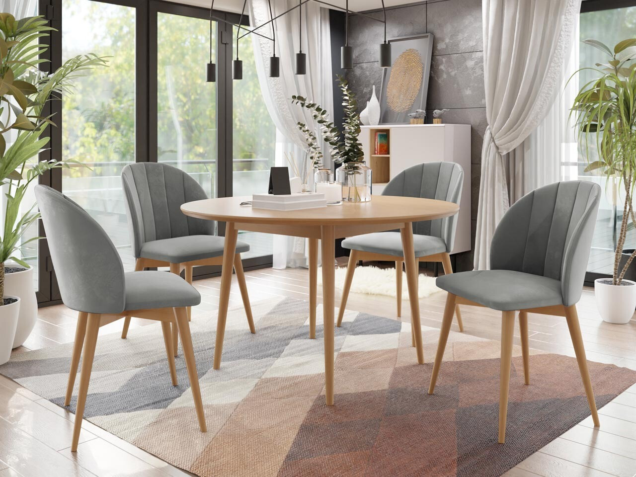 Borðstofusett Racine 127 (Brúnn + Magic Velvet 2217)