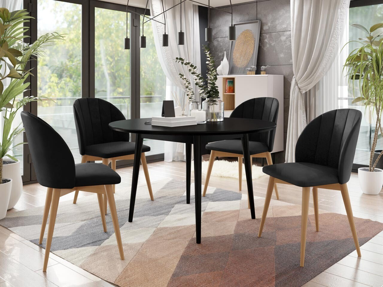 Borðstofusett Racine 127 (Brúnn + Magic Velvet 2219)