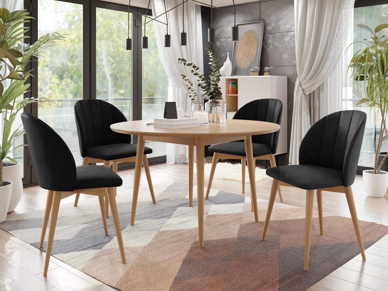 Borðstofusett Racine 127 (Brúnn + Magic Velvet 2219)