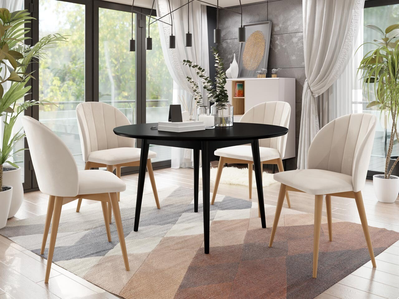 Borðstofusett Racine 127 (Brúnn + Magic Velvet 2250)