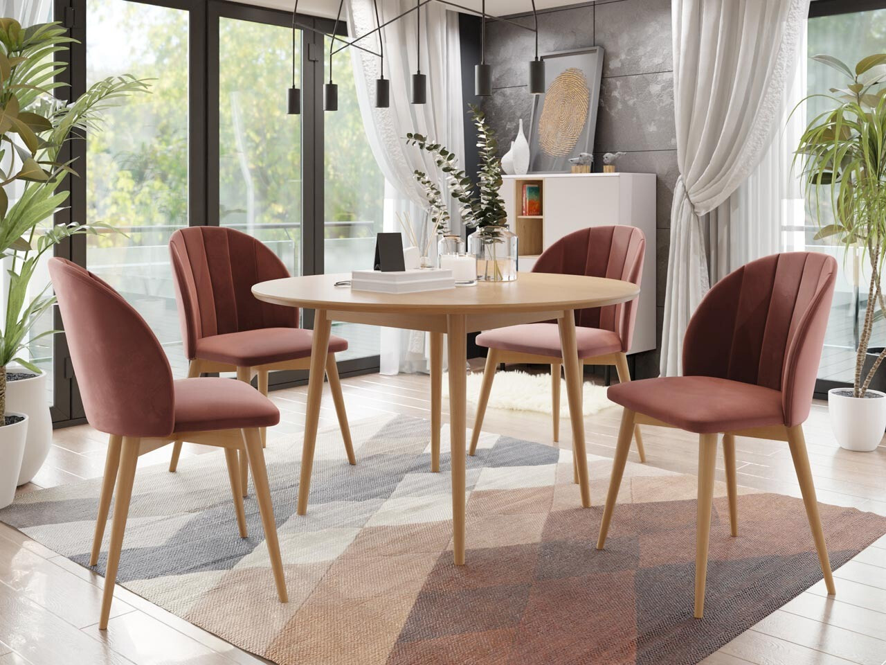 Borðstofusett Racine 127 (Brúnn + Magic Velvet 2258)