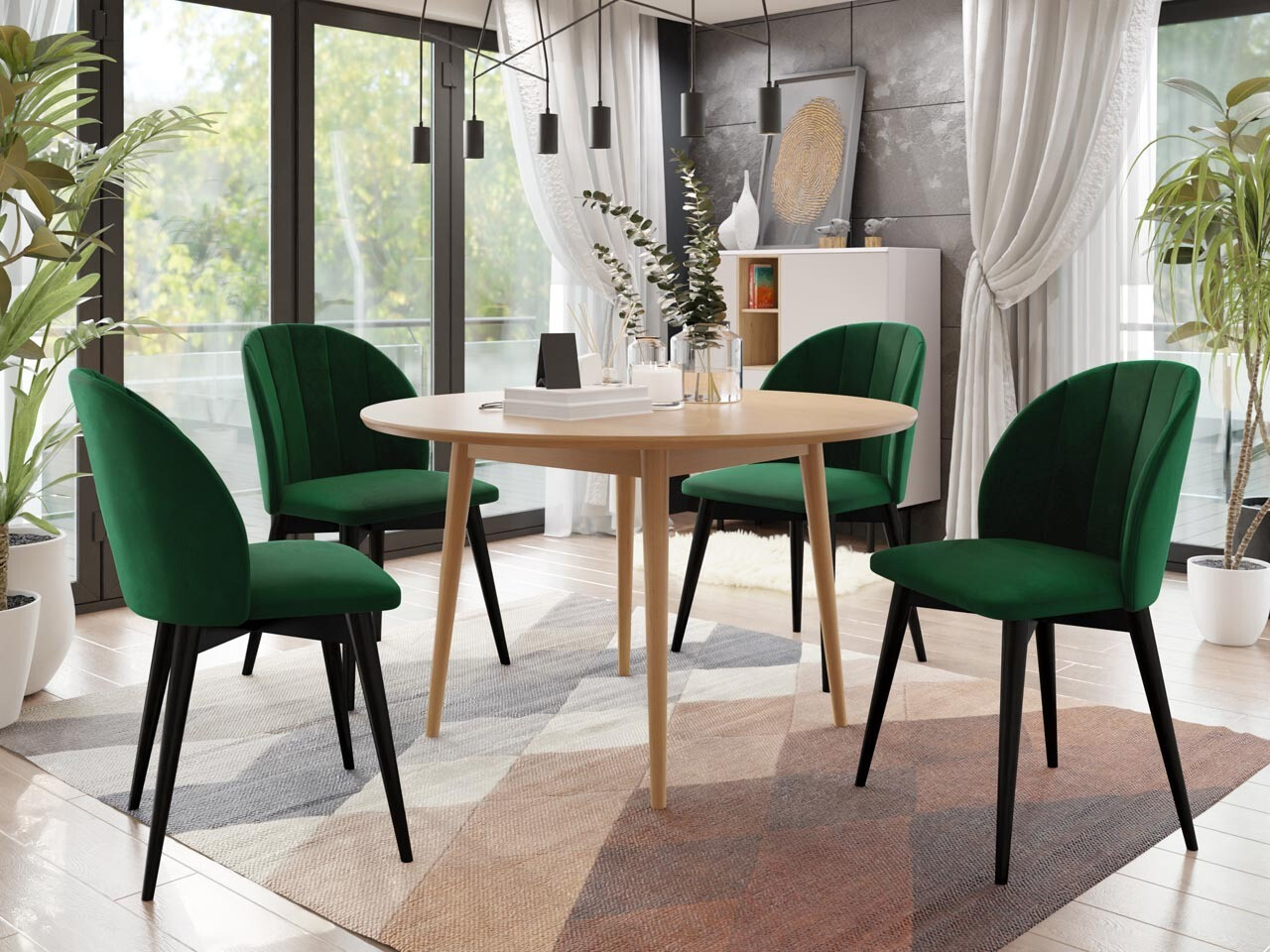 Borðstofusett Racine 127 (Svartur + Magic Velvet 2225)