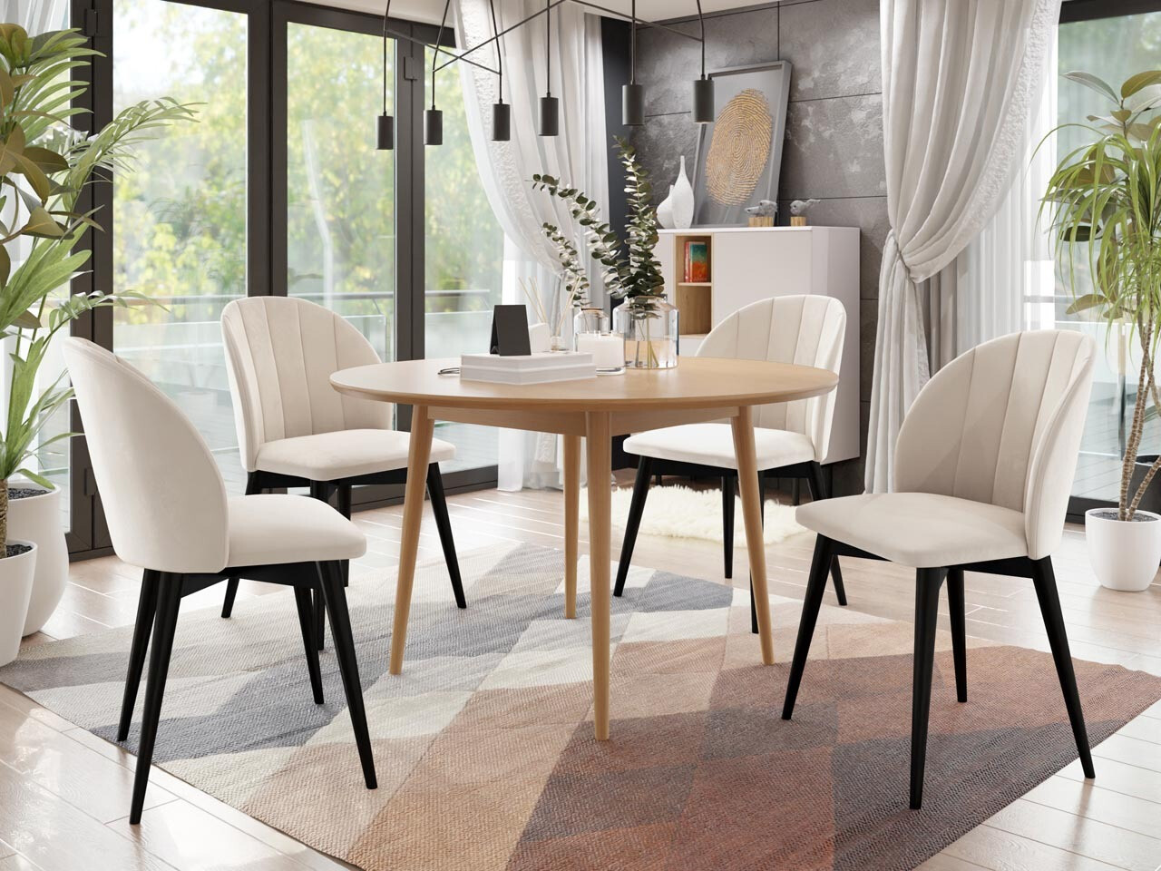 Borðstofusett Racine 127 (Svartur + Magic Velvet 2250)