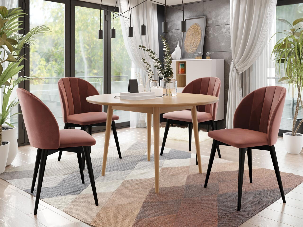 Borðstofusett Racine 127 (Svartur + Magic Velvet 2258)